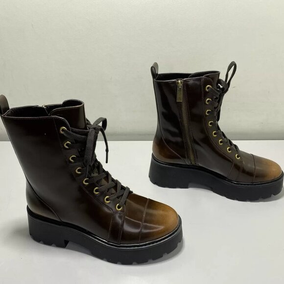 NEW MICHAEL KORS Womens Blake Bootie Size 7M Lace-Up Combat Side-Zip Round Toe - Picture 2 of 7
